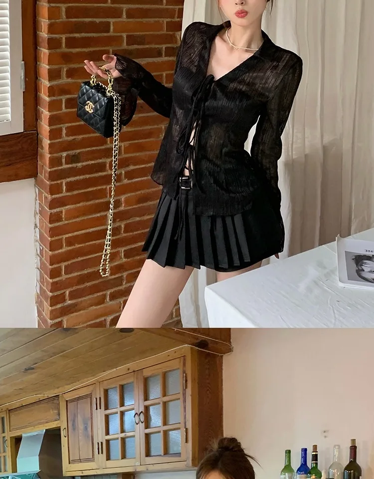 V-Neck Lace Tie-Front Top - Image 25