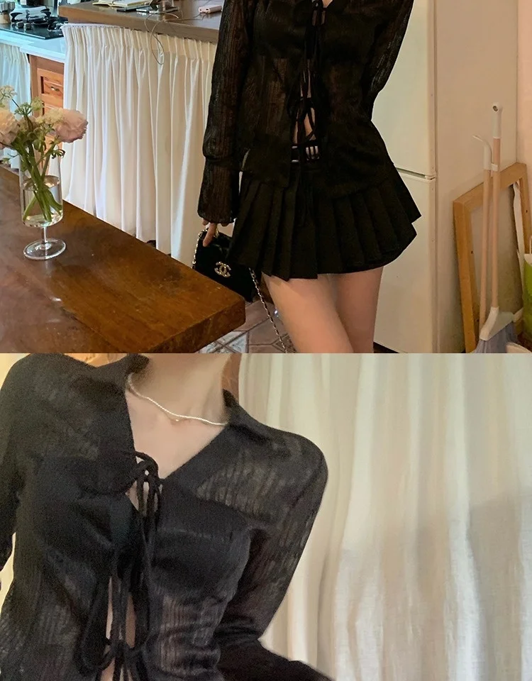 V-Neck Lace Tie-Front Top - Image 21