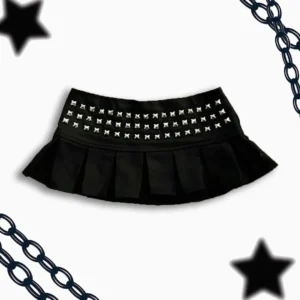 Studded Punk Pleated Skirt