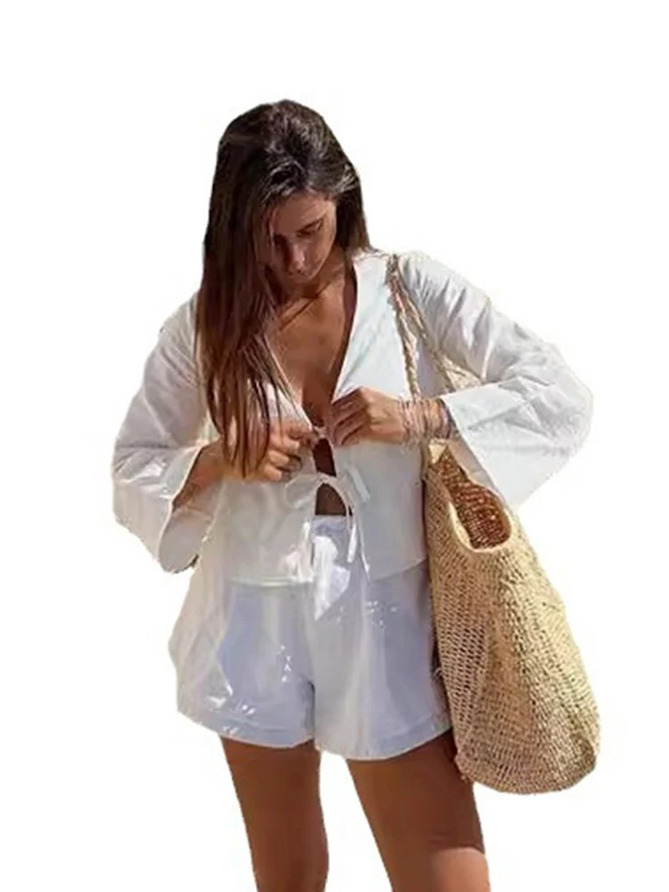 Lace-Up Sheer Shirt - Image 5