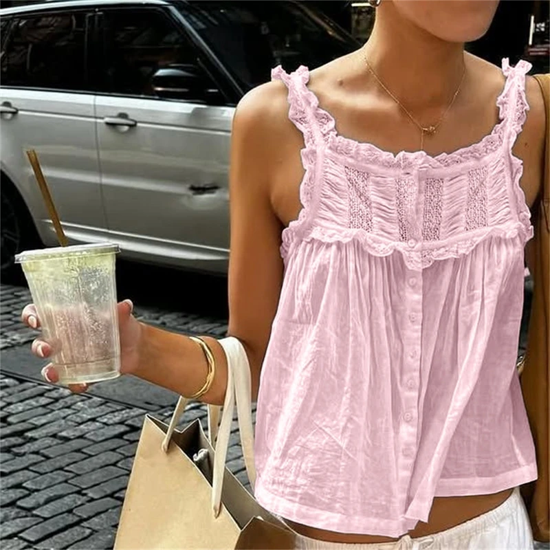 Sheer Lace Ruffle Cami - Image 7