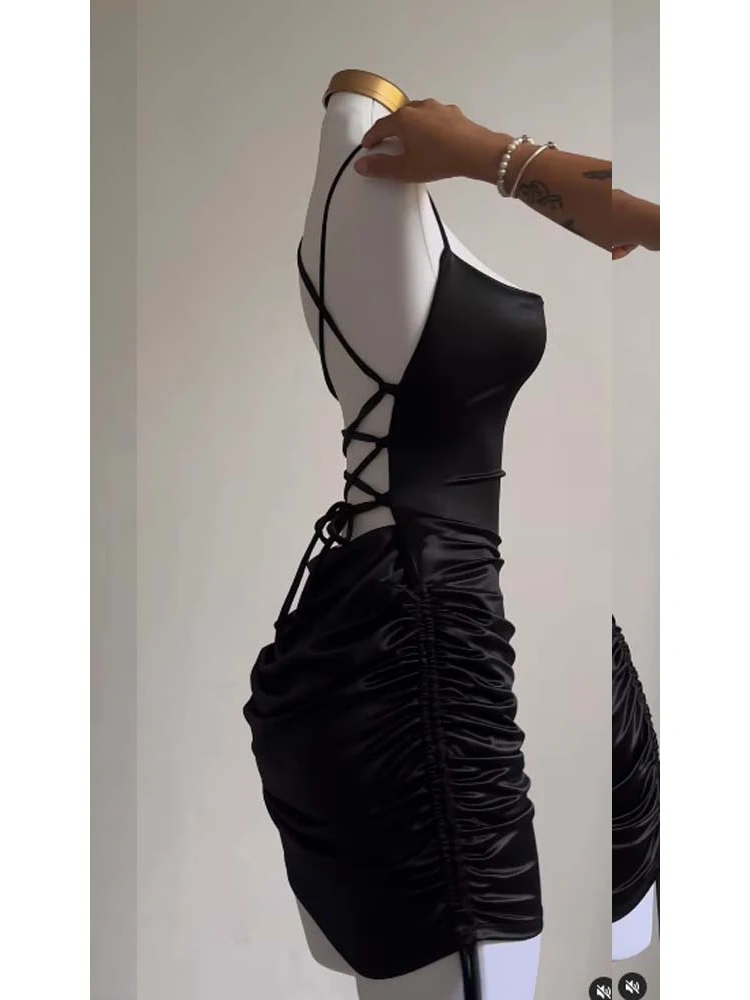 Lace-Up Backless Bodycon Dress - Image 9