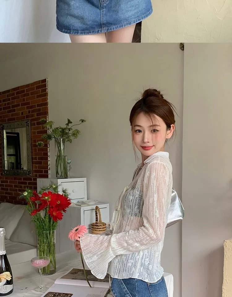 V-Neck Lace Tie-Front Top - Image 12