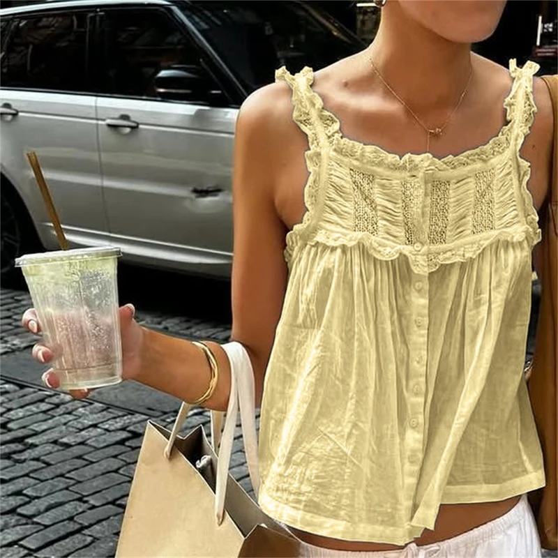 Sheer Lace Ruffle Cami - Image 8