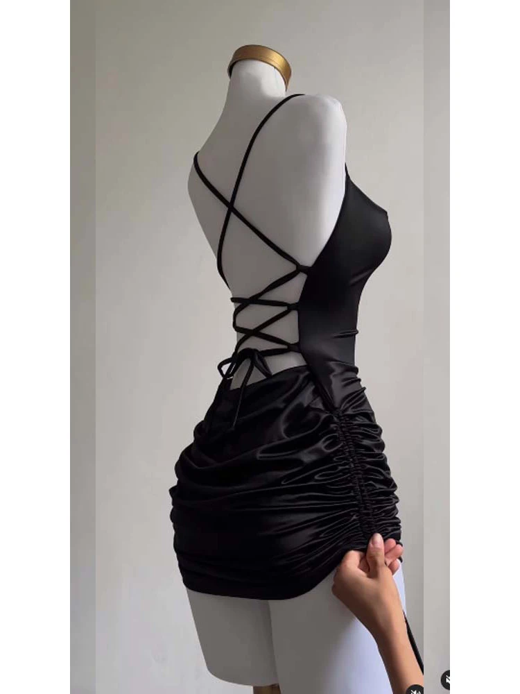 Lace-Up Backless Bodycon Dress - Image 6