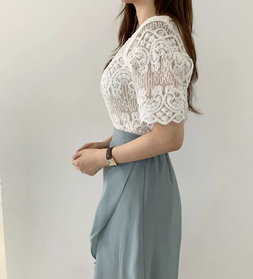 Sheer Embroidered Lace Cover-Up - Image 4