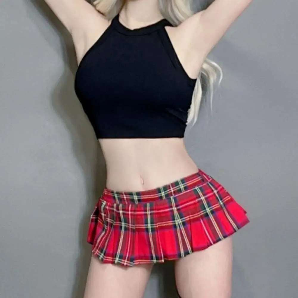 Plaid Pleated Mini Skirt - Image 4