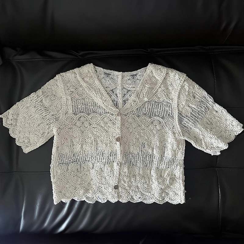 Sheer Embroidered Lace Cover-Up - Image 5