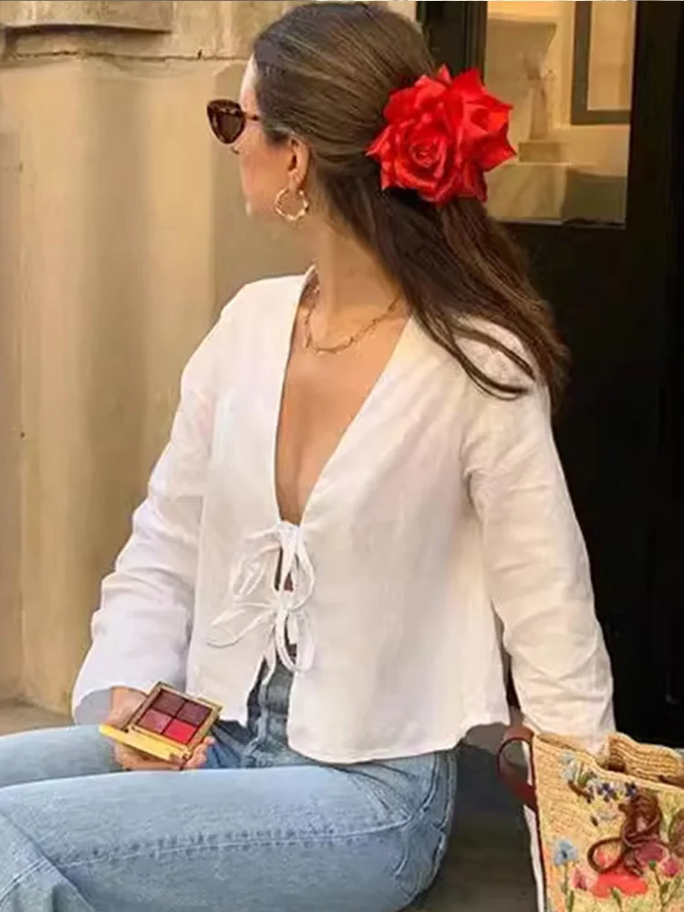 Lace-Up Sheer Shirt - Image 4