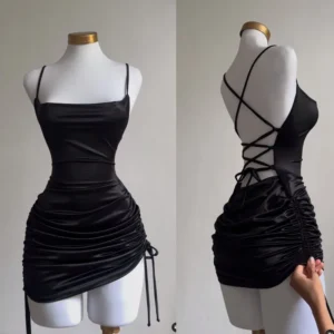 Lace-Up Backless Bodycon Dress