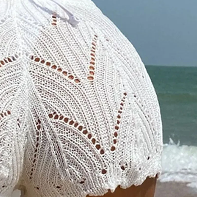 Crochet Drawstring Knit Shorts - Image 5