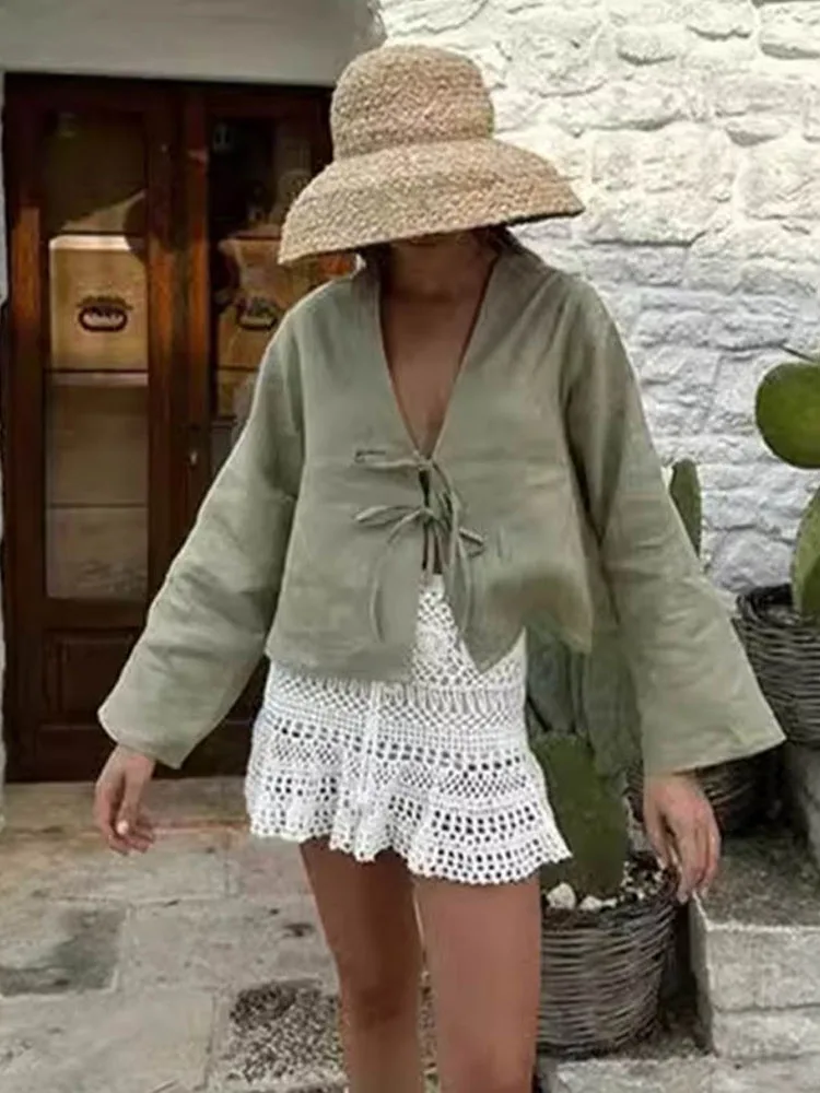 Lace-Up Sheer Shirt - Image 3