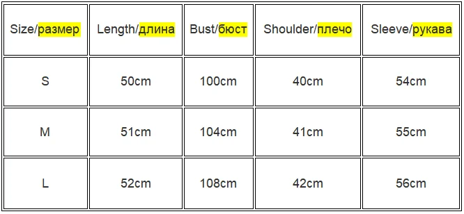 Size chart