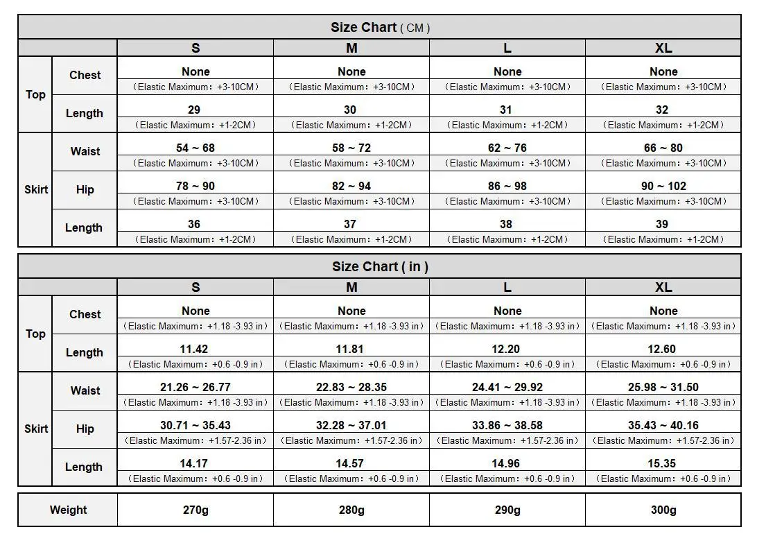 Size chart