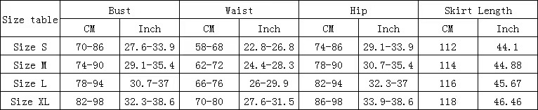 Size chart